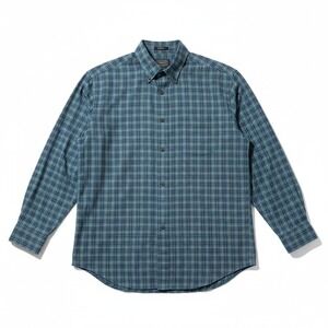 Pendleton Somerset Mens XL Blue Plaid 80/20 Cotton Wool Blend Button Down Shirt